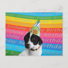Happy Birthday Hund farbenfrohe Text Banner Postca Postkarte