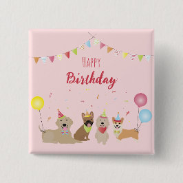 Happy Birthday Hund Party Button