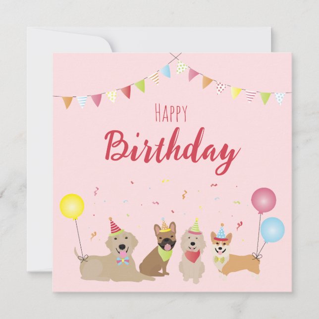 Happy Birthday Hund Party Karte (Vorderseite)