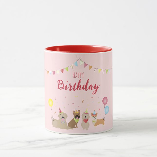 Happy Birthday Hund Party Tasse (Zentrum)