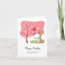 Happy Birthday Hund Welpe Bird Blume Blühen Rosa
