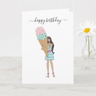 Happy Birthday - Ice Cream Fashion Girl Karte