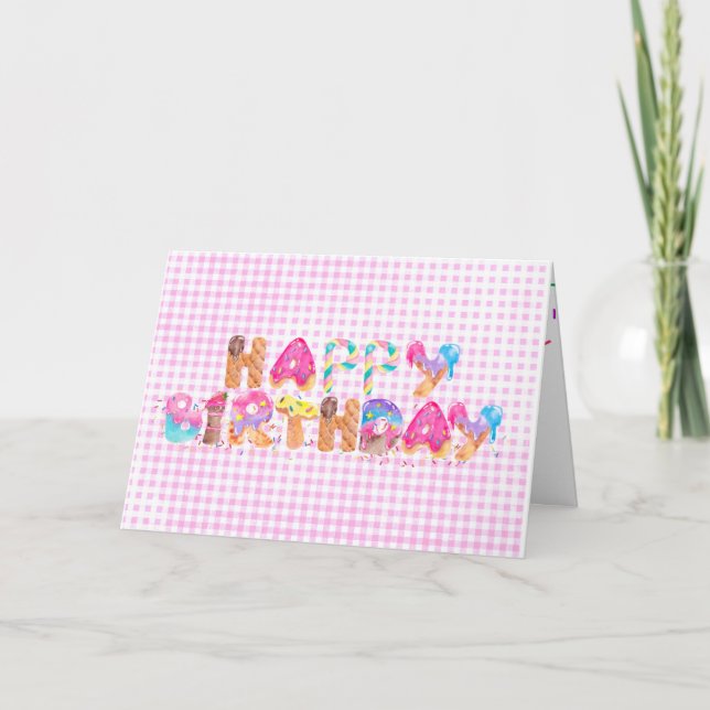 Happy Birthday Ice Cream Leckereien Karte (Vorderseite)