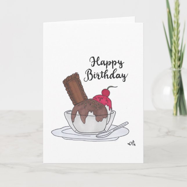 Happy Birthday Ice Cream Sundae Card Dankeskarte (Vorderseite)