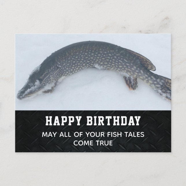 Happy Birthday Ice Fishing Postkarte (Vorderseite)