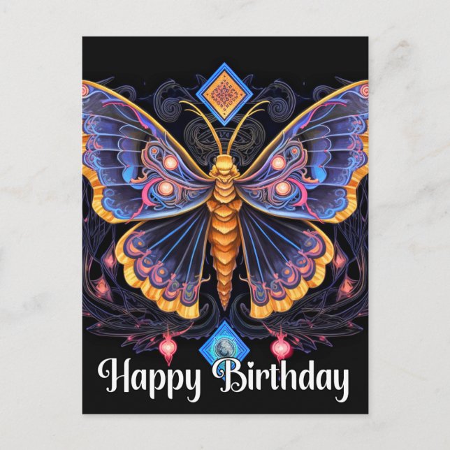 Happy Birthday Imaginative Butterfly Design Feiertagspostkarte (Vorderseite)