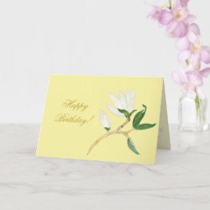 Happy Birthday Imitate Gold Magnolia Zweigstelle Karte