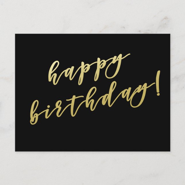 Happy Birthday | Imitate Gold Script Postcard Postkarte (Vorderseite)