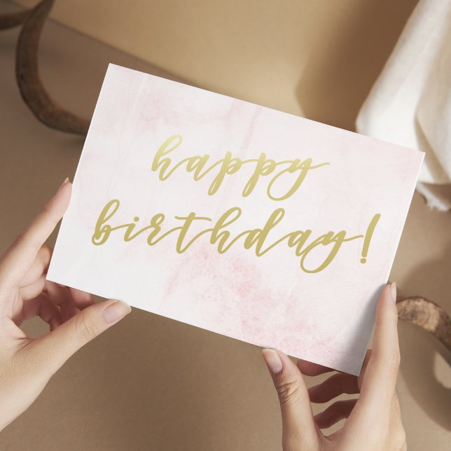 Happy Birthday | Imitate Gold Script Postcard Postkarte (Von Creator hochgeladen)