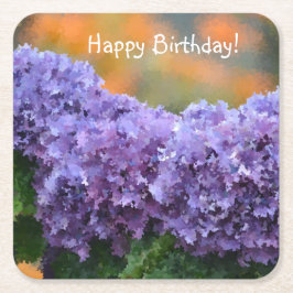 Happy Birthday Impressionistische Lila Hydrangea Rechteckiger Pappuntersetzer