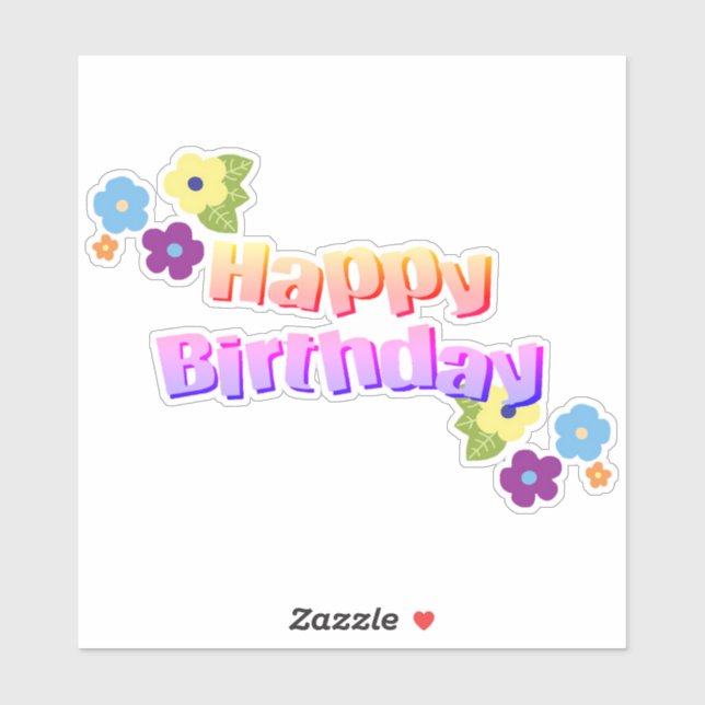 Happy Birthday in Blume Aufkleber (Blatt)