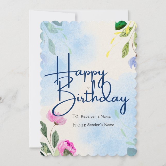 Happy Birthday individualisierbare digitale Grußka Feiertagskarte (Vorderseite)