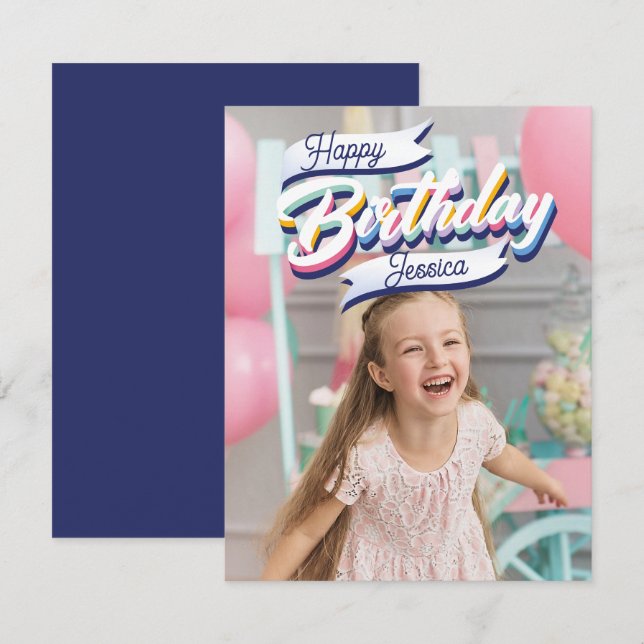 Happy Birthday individuell anpassbar Mitteilungskarte (Vorne/Hinten)