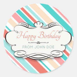 Happy Birthday individuell anpassbar Runder Aufkleber
