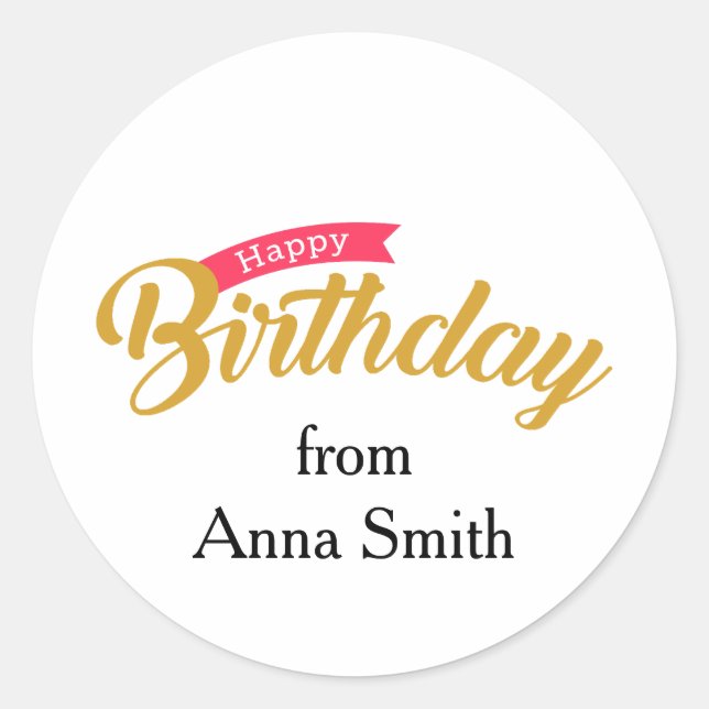 Happy Birthday individuell anpassbare Sticker (Vorderseite)