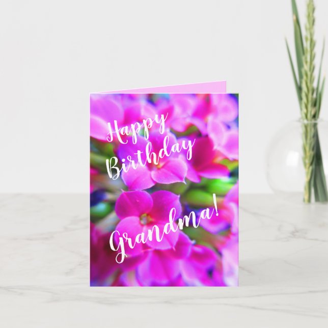 Happy Birthday Individuelle Name Bright Pink Blume Karte (Vorderseite)