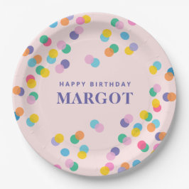 Happy Birthday Individuelle Name Confetti Blush Pi Pappteller