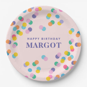 Happy Birthday Individuelle Name Confetti Blush Pi Pappteller