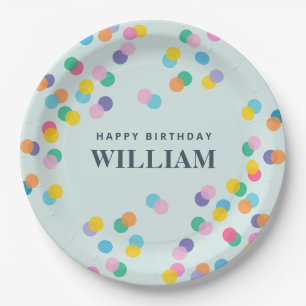 Happy Birthday Individuelle Name Confetti Mint Gre Pappteller