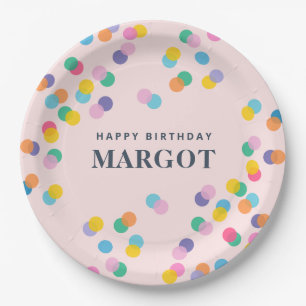 Happy Birthday Individuelle Name Confetti Pastel P Pappteller