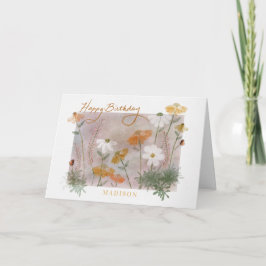 Happy Birthday Individuelle Name Watercolor Wildbl Karte