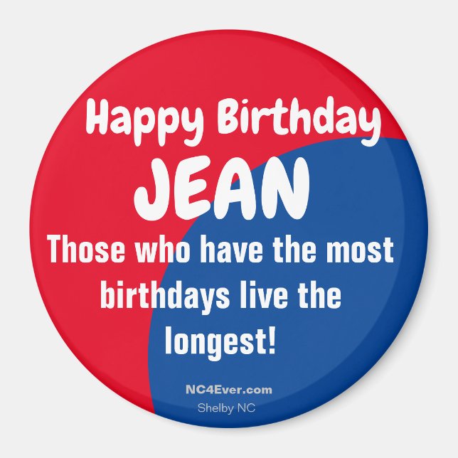 Happy Birthday JEAN Kühlschrank Magnet (Vorne)