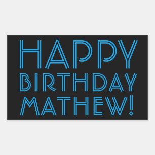 Happy Birthday (JEDER NAME)   Blau & Schwarz (oder Rechteckiger Aufkleber