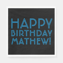 Happy Birthday (JEDER NAME) | Blau & Schwarz (oder Serviette