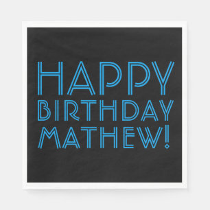 Happy Birthday (JEDER NAME)   Blau & Schwarz (oder Serviette