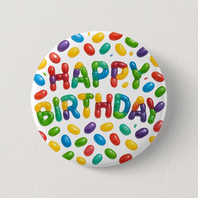 Happy Birthday Jelly Beans Button (Vorderseite)