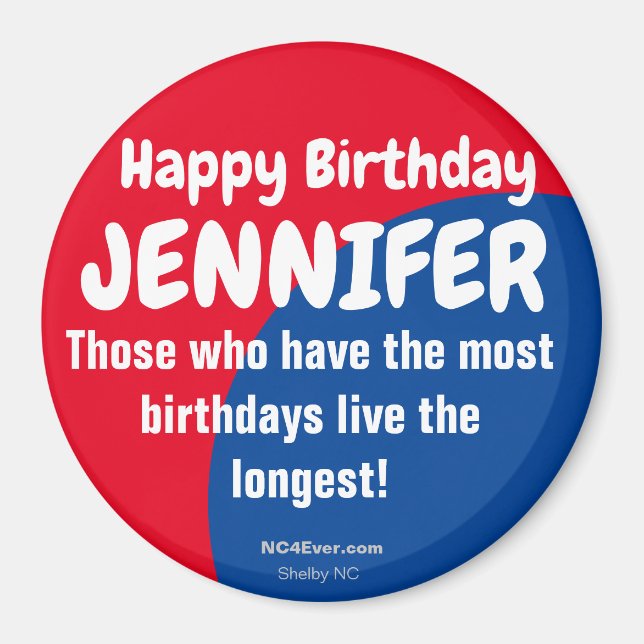 Happy Birthday JENNIFER Kühlschrank Magnet (Vorne)