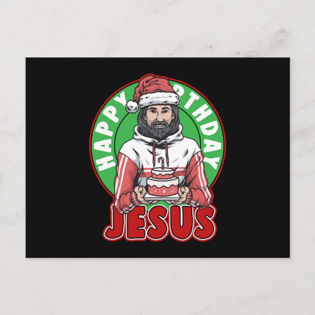 Happy Birthday Jesus Cake Xmas Merry Christmas Gif Postkarte (Vorderseite)