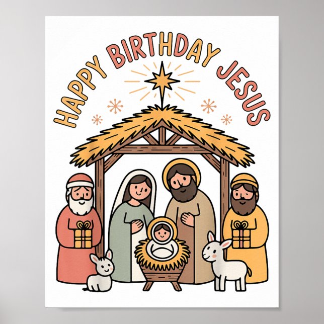 Happy Birthday Jesus Christmas Christian Outfit To Poster (Vorne)