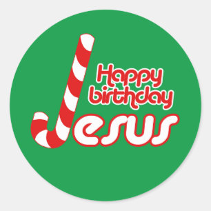 HAPPY BIRTHDAY JESUS RUNDER AUFKLEBER