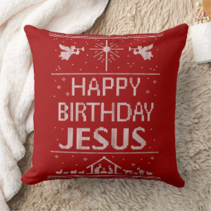 Happy Birthday Jesus Weihnachten Christliche Gebur Kissen
