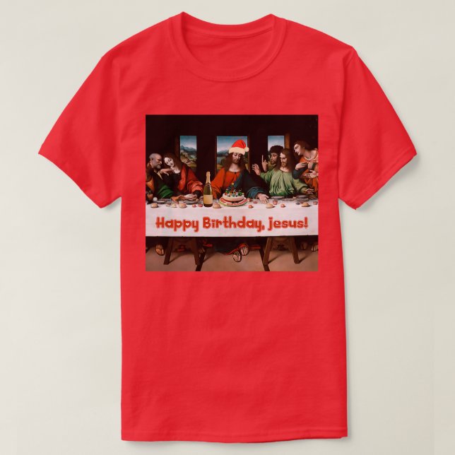 Happy Birthday Jesus Weihnachten Funny Thema T-Shirt (Design vorne)