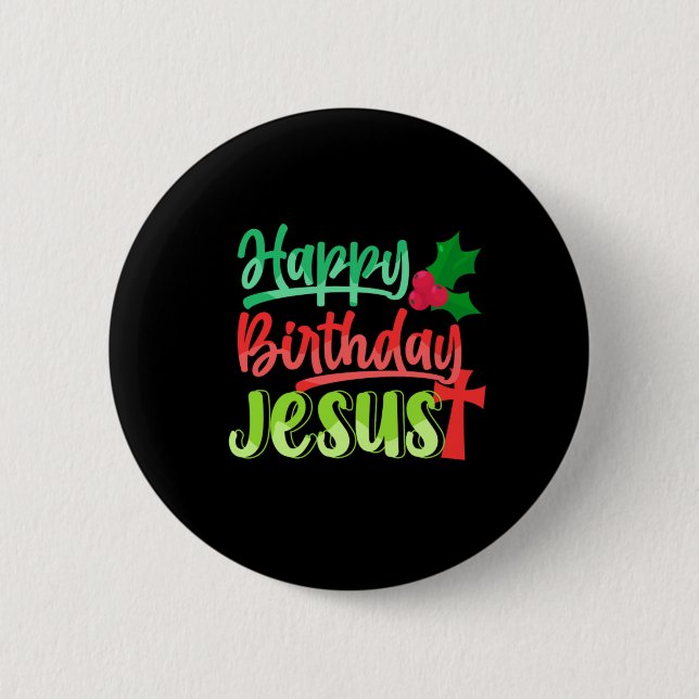 Happy Birthday Jesus Xmas Merry Christmas Gift Button (Vorderseite)