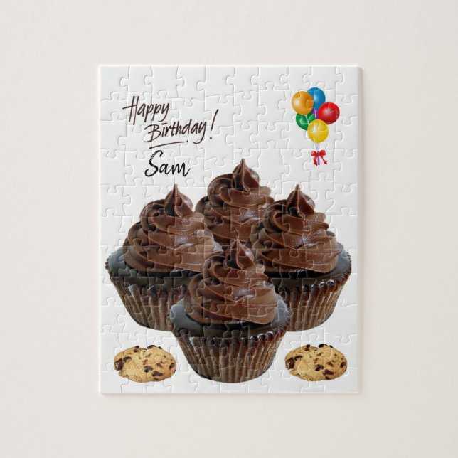 Happy Birthday Jigsaw Puzzle Chocolate Cupcakes (Vertikal)