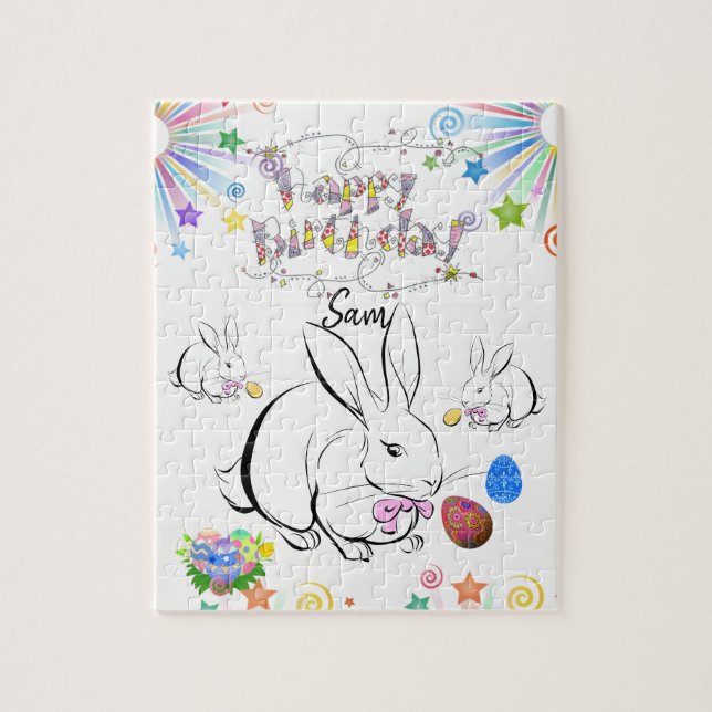 Happy Birthday Jigsaw Puzzle Rabbit (Vertikal)