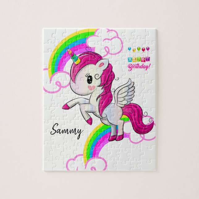 Happy Birthday Jigsaw Puzzle Unicorn (Vertikal)