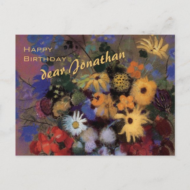Happy Birthday Jonathan CC0603 Blume Postkarte (Vorderseite)
