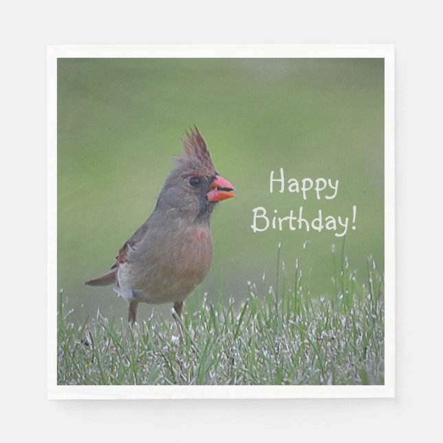 Happy Birthday Kardinal Serviette (Vorderseite)