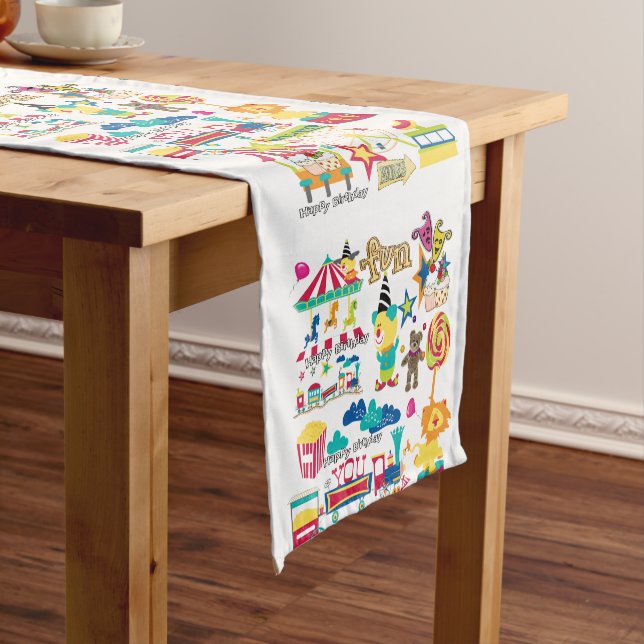 Happy Birthday Karneval Circus Kurz Table Runner Kurzer Tischläufer (Beispiel)
