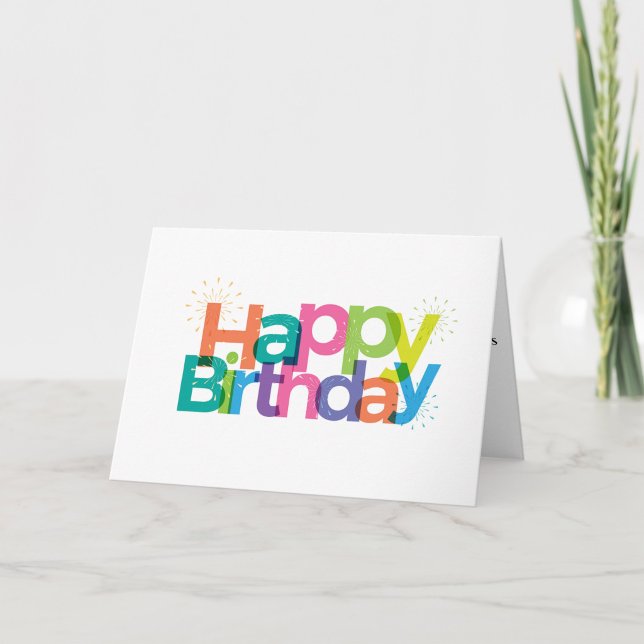 Happy Birthday Karte ("Bursting with color, bursting with joy - Happy Birthday")