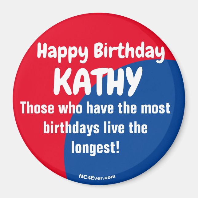 Happy Birthday KATHY Rot/Blau-Magnet Magnet (Vorne)