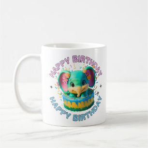Happy Birthday Kawaii Elephant Kaffeetasse