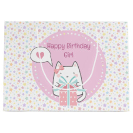 Happy Birthday Kawaii Katze mit Geschenkboxen Große Geschenktüte