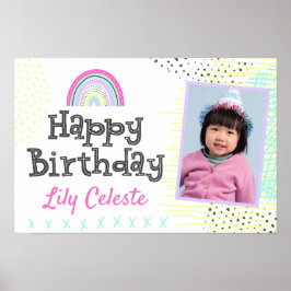 Happy Birthday Kawaii Niedlich Rainbow Party Sign Poster