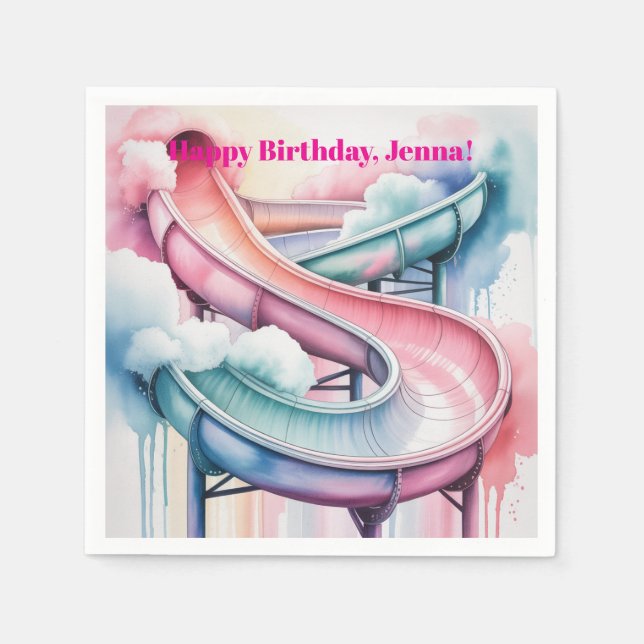 Happy Birthday Kids’ Birthday Waterslide Party Serviette (Vorderseite)