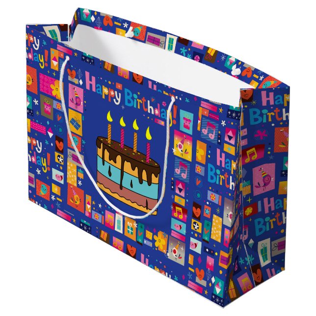 Happy Birthday Kids Große Geschenktüte (Rückseite Schrägansicht)